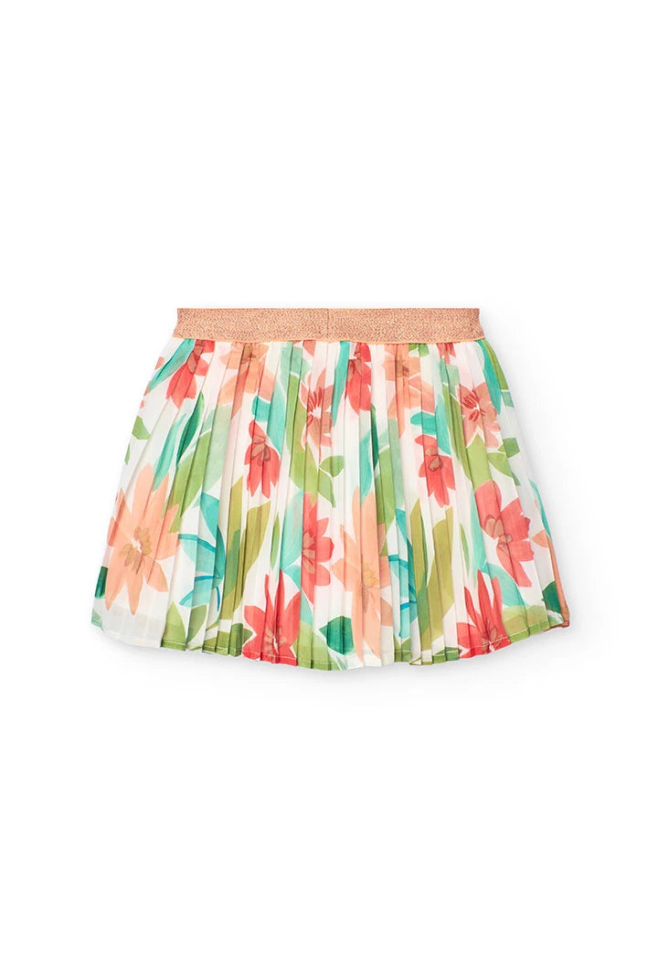 Vista trasera de falda plisada de gasa Boboli con estampado floral.