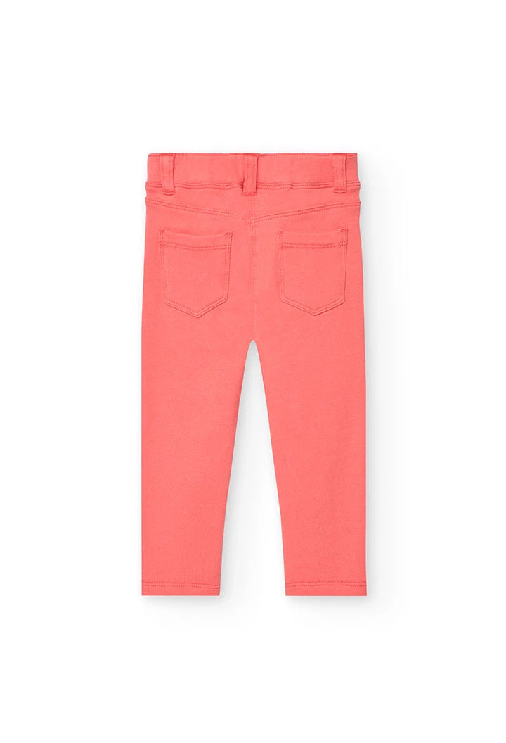Vista trasera de leggings coral para niña con bolsillos decorativos - Boboli