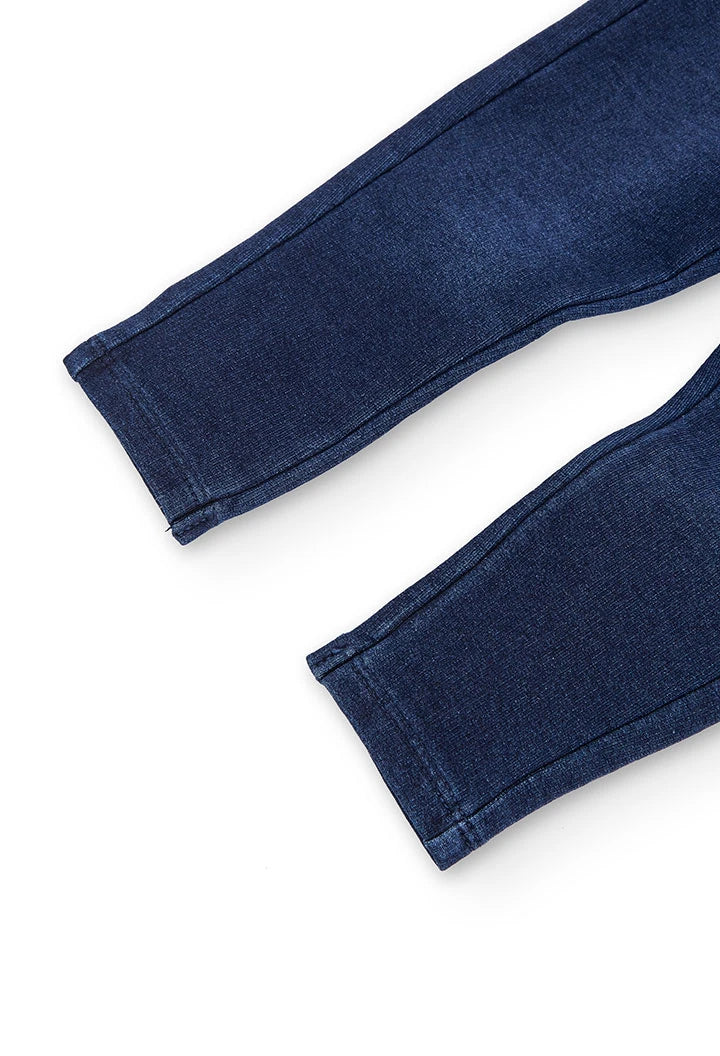 Dobladillo y costura de pierna en leggings tipo jeans azul marino de Boboli