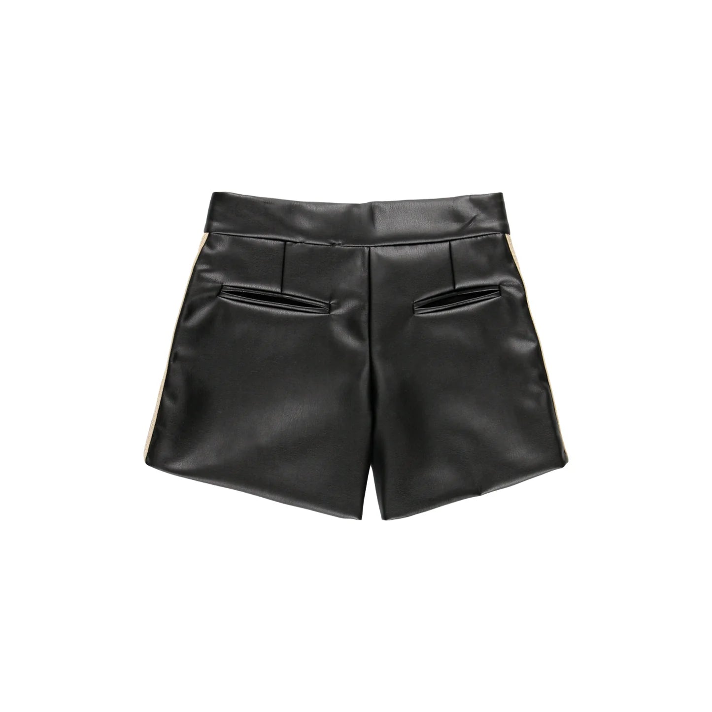 Vista posterior del short negro efecto piel Boboli para niña.