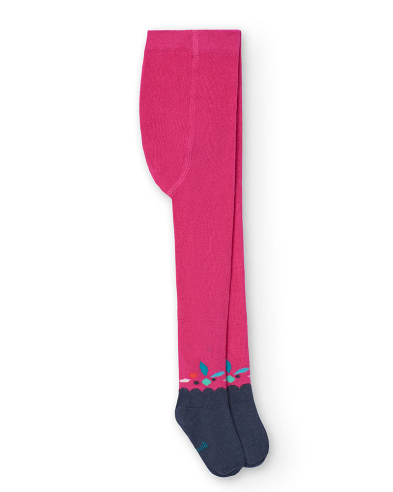 Vista completa de las mallas infantiles Boboli en color rosa con parte inferior azul y detalles decorativos.
