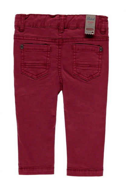 Vista trasera completa del pantalón infantil Boboli en color burdeos oscuro.
