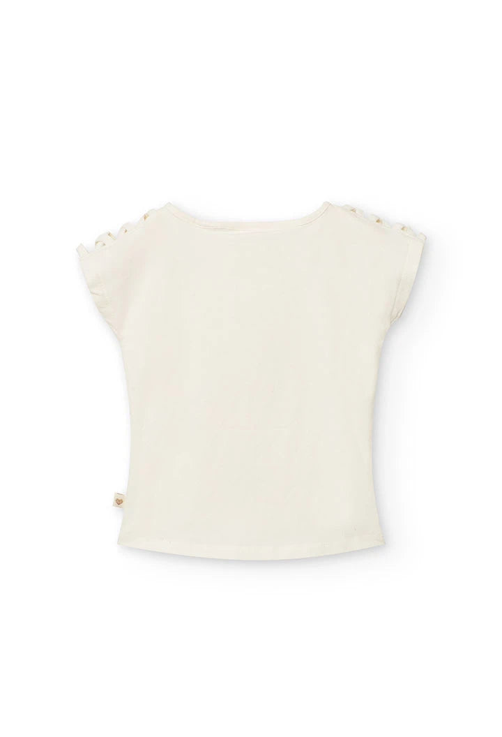 Vista trasera de la playera blanca de niña Boboli.