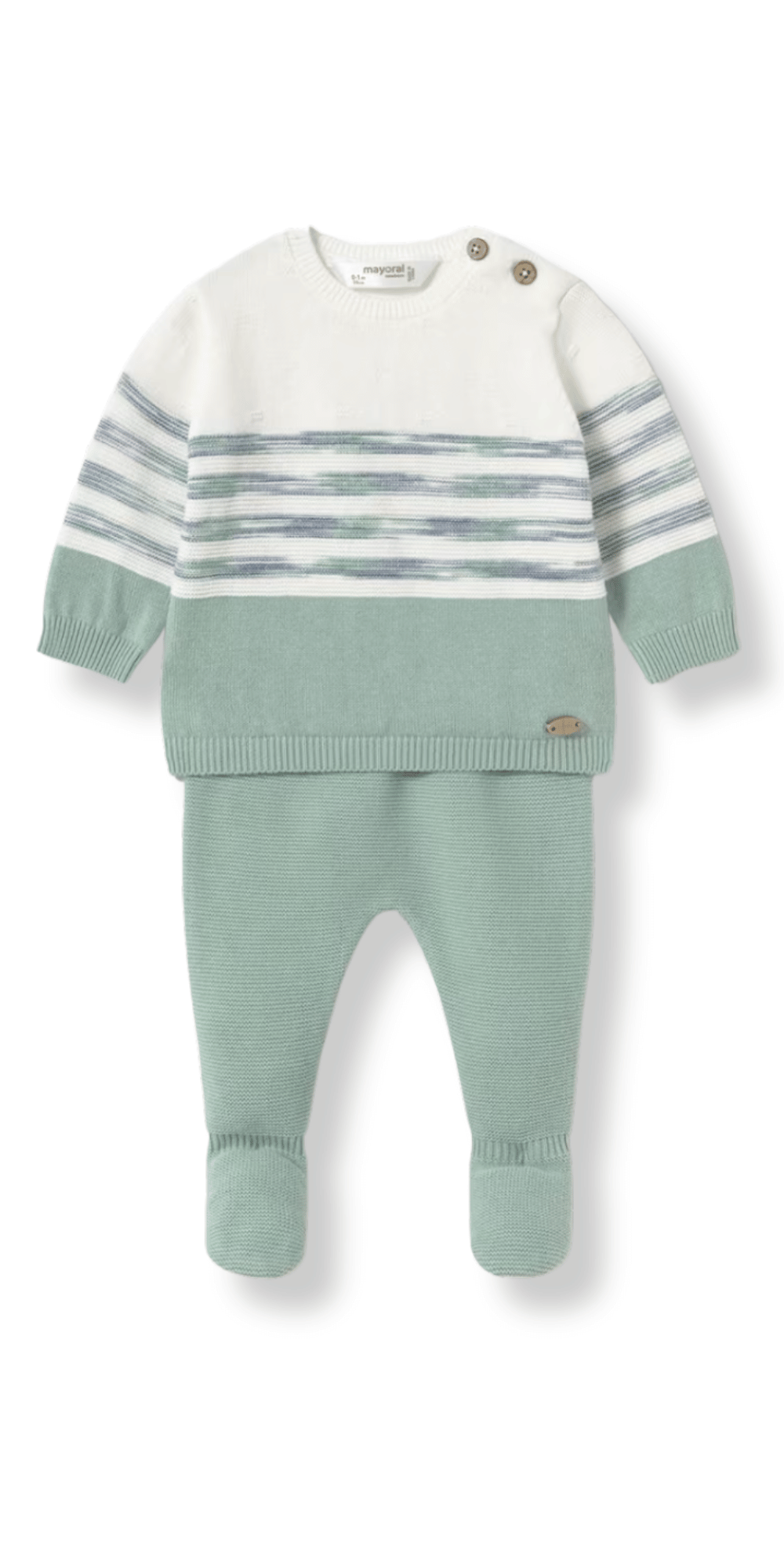 Conjunto para recién nacido en color verde con diseño cómodo y fresco de la marca Mayoral.
